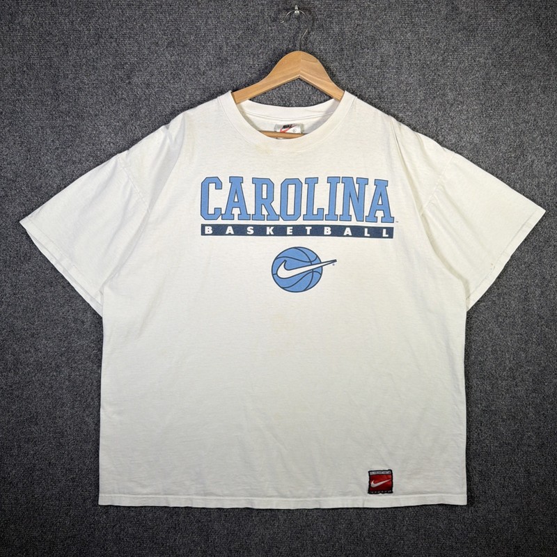 Vintage Carolina Tar Heels Shirt XL White 90s Basketball Nike Center Swoosh UNC