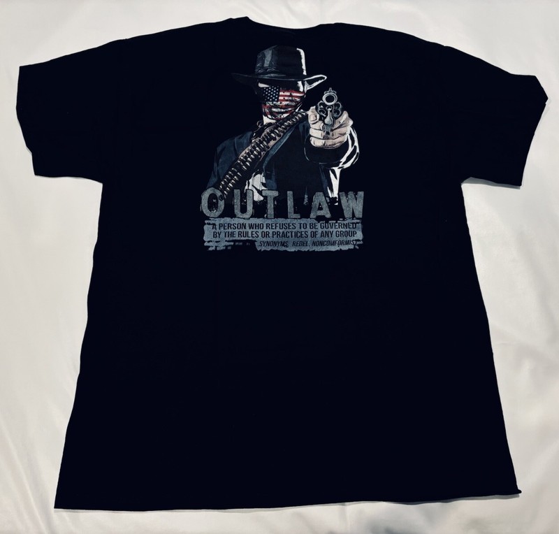 1 Nation American Outlaw Definition Large Shirt Black Western Cowboy Bandit USA