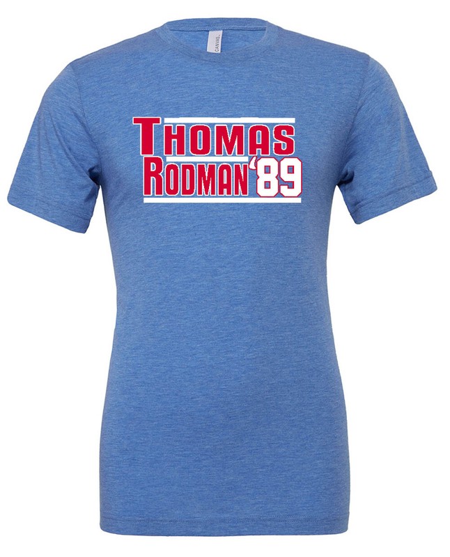 TRIBLEND Isiah Thomas Dennis Rodman Detroit Pistons 1989 T-Shirt
