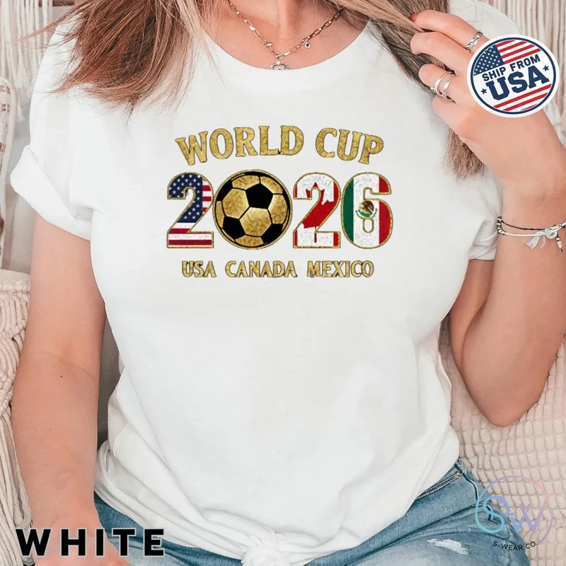 World Cup 2026 USA Canada Mexico Soccer Graphic T-Shirt Football Fan Tee Black gallery