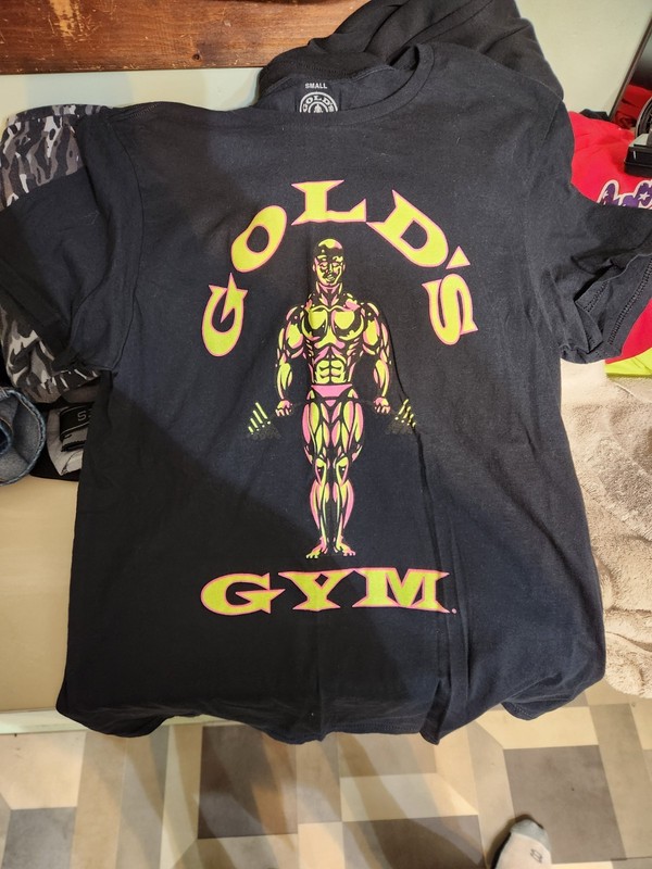 Gold’s Gym T-Shirt Black Classic Weightlifting Logo Tee Mens Size Regular Small