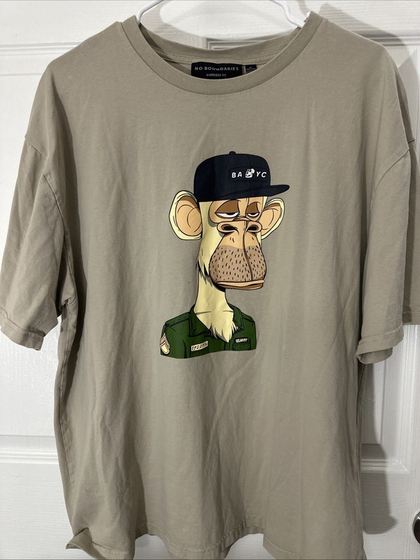 BAYC x No Boundaries Tshirt Mens M(38-40) Oversized Tan Bored Ape Yacht Club