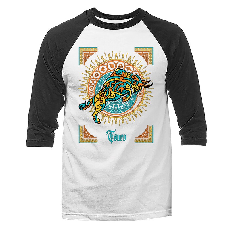 Taurus Zodiac Sign Horoscope Astrological Graphic 3/4 Sleeve Raglan