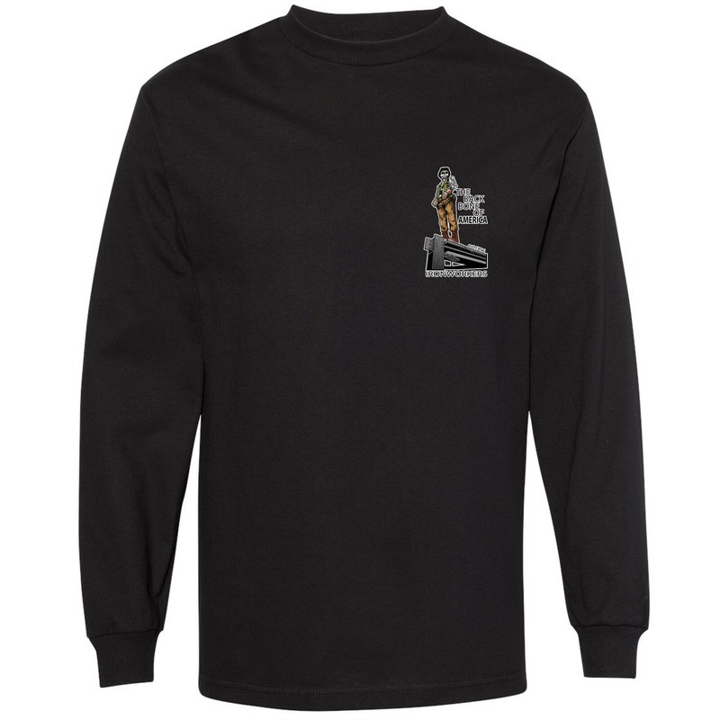 BACKBONE OF AMERICA LONG SLEEVE TEE | UNION MONEY | UNION IRONWORKERS | UNION