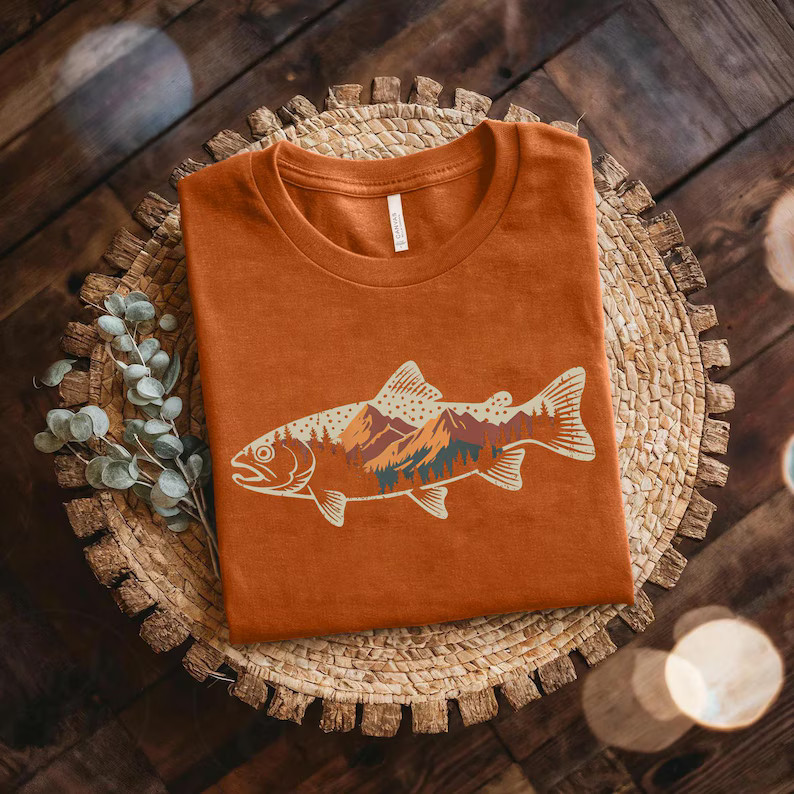 Mountain Fish Nature Lover Outdoor Adventure Fishing Camping Comfort Tee gallery