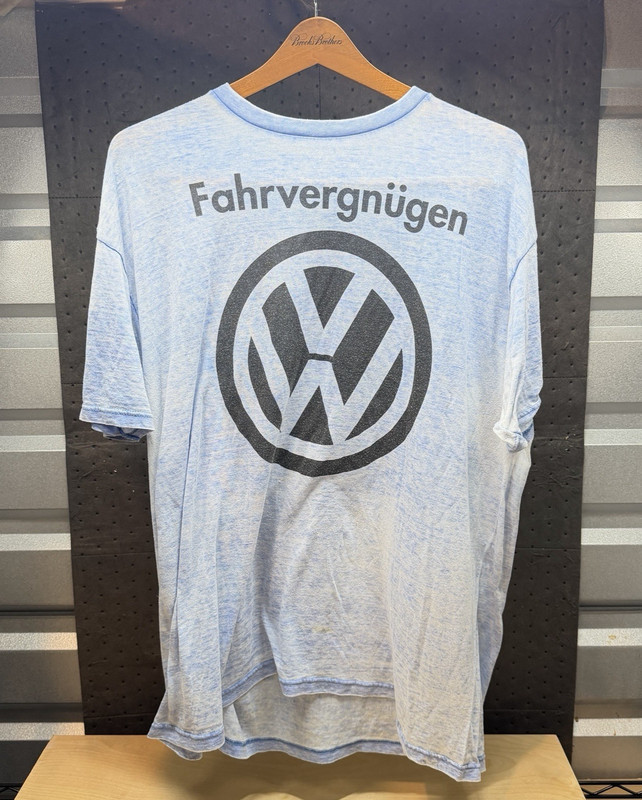 VW Volkswagen Fahrvergnügen Men T-Shirt XL Blue Lightweight Shear-1990s