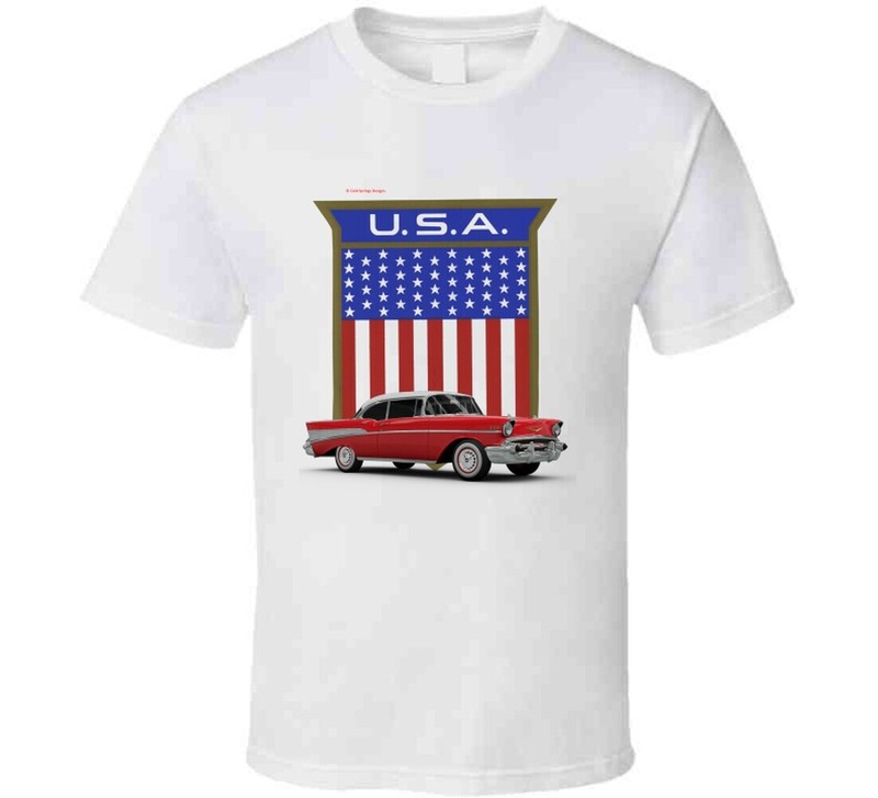 1957 Chevrolet Belair American Flag Usa Classic Chevy Gift T Shirt gallery