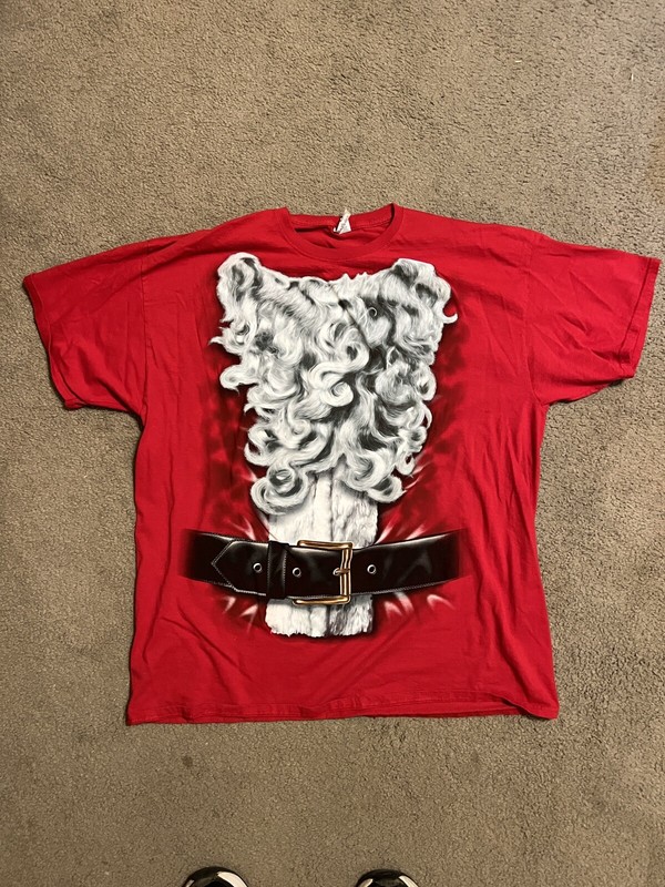 Festive Fun Santa Claus Beard Unisex 2XL Red T-shirt 100% Cotton Christmas