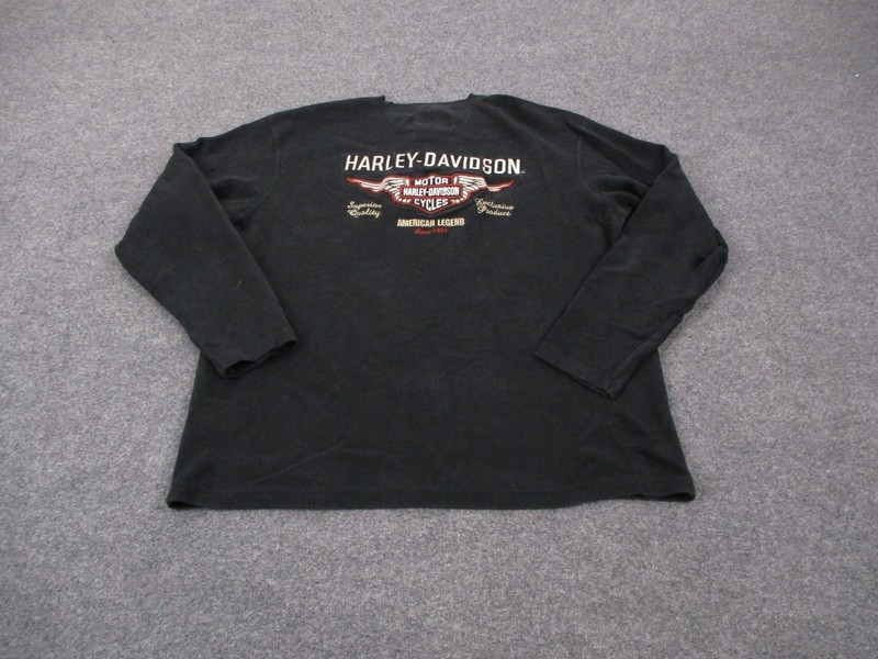 Harley Davidson Shirt Mens XL Black Biker Henley Woven Casual Pullover Y2K
