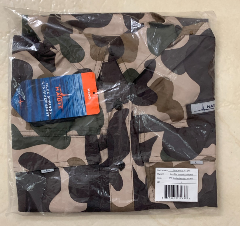 Habit Blue Springs River Shirt Mens Short Sleeve Camo Size S New With Tags