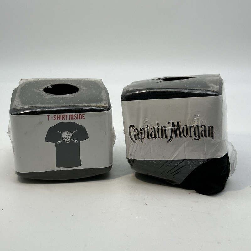 2-Vtg Captain Morgan Graphic T-Shirts Pirate Logo Front Back Rum (Size Unknown)