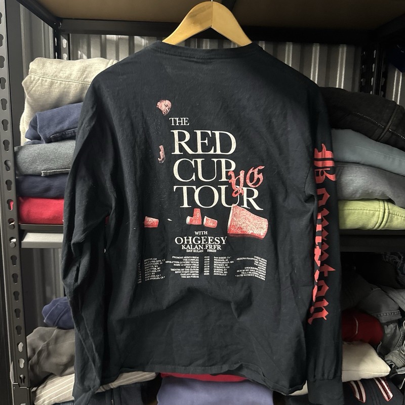 YG The Red Cup Tour graphic long sleeve rap hip hop music tee measures medium gallery