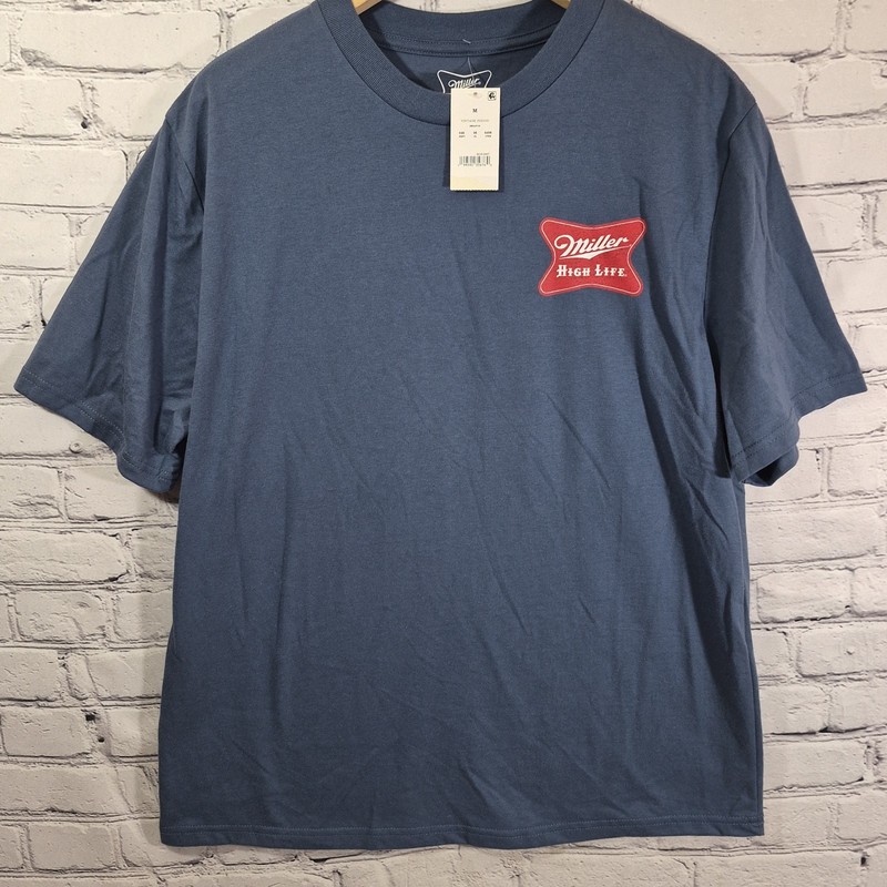 Miller High Life Champagne of Beers Mens Medium Blue Classic T-Shirt New