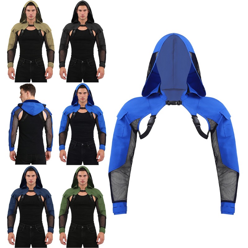 Men Shirts With Buckle Shoulder Armor Jackets Outdoor Activities Crop Top gallery
