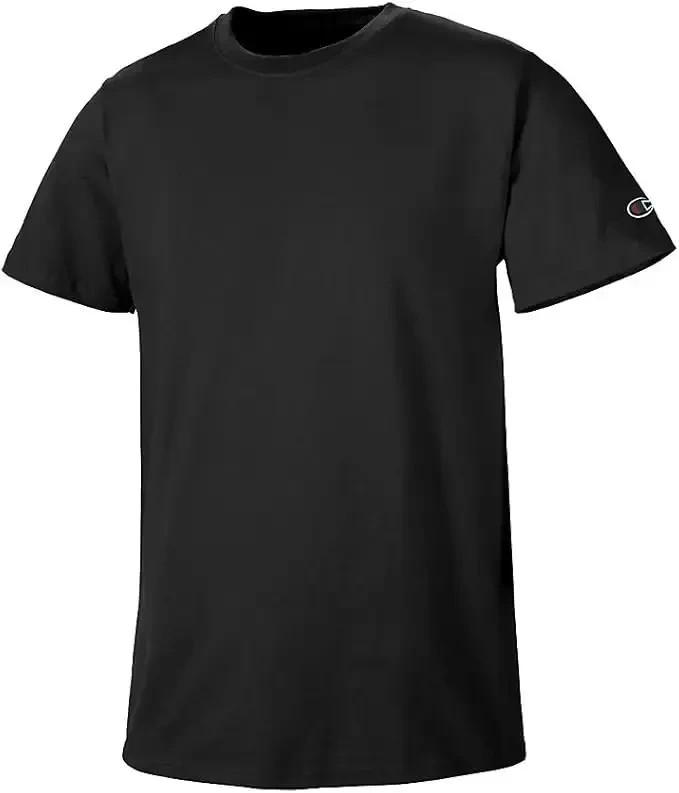 Champion Basic T-Shirt Black Men's Short Sleeve Crew Neck Tag Free 100% Cotton gallery