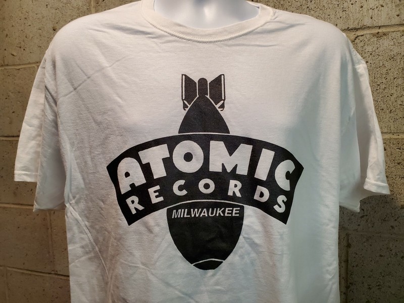New! ATOMIC RECORDS Milwaukee BOMB LOGO Authentic T-Shirt S-M-L-XL-XXL-XXXL