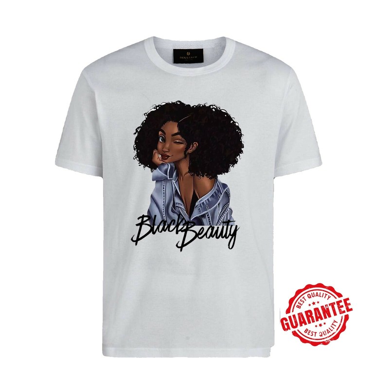 black beauty t-shirt princess t-shirt white unisex Black Queen Shirt Custom Tee