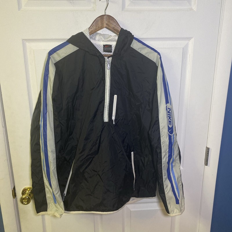 Vtg Nike Black 1/4 Zip Jacket Long Sleeve Size Large Men’s Windbreaker