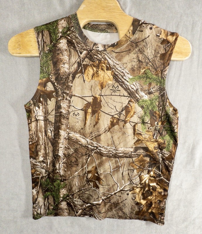 Trees Trail Real Tree Camo Sleeveless Shirt Mens XL Outdoors Workwear Hunting