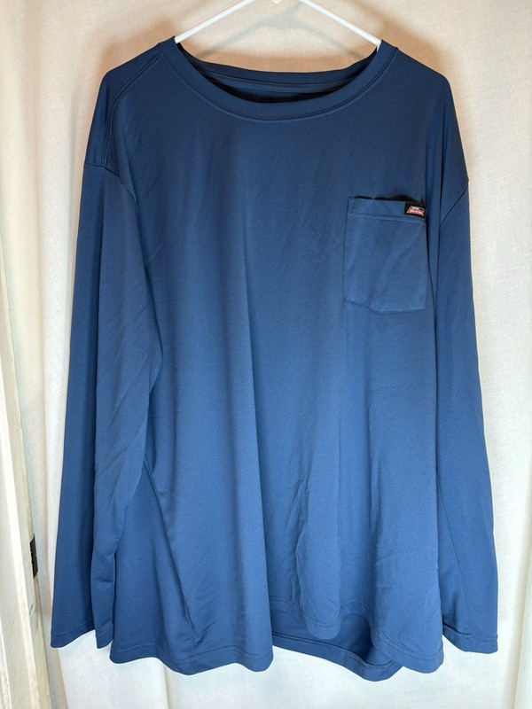 Dickies Performance Moisture Wicking Long Sleeve Pocket Blue T-Shirt Mens 3XL