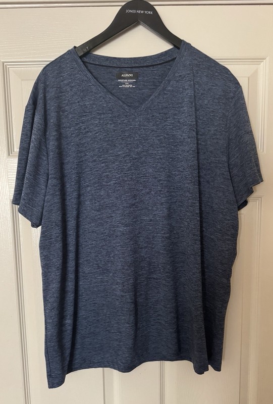 Alfani Mens XXL 2XL T-Shirt Short Sleeve V-Neck Dark Blue Polyester