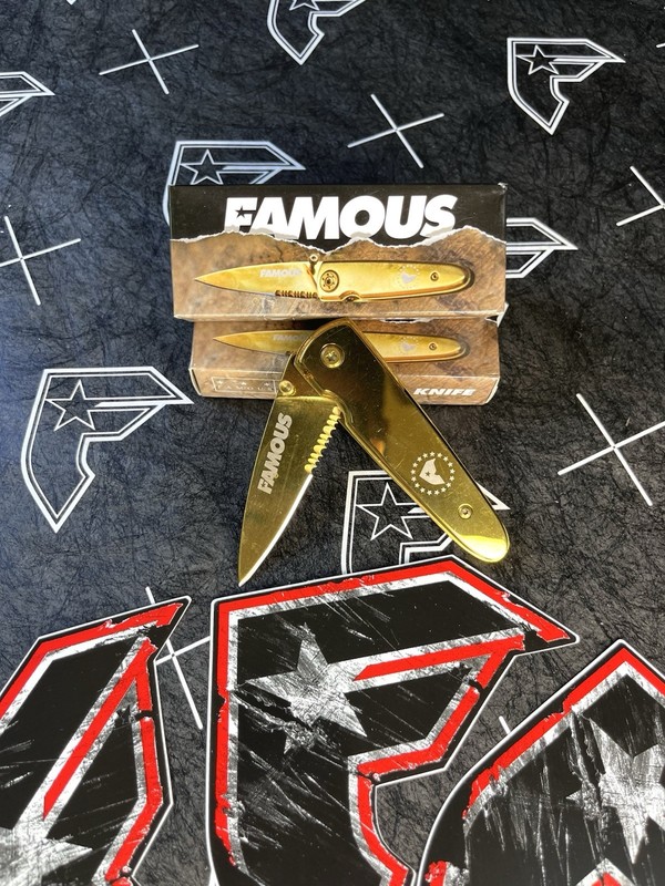 Famous Stars And Straps Knife And 3 Red Sticker Set Travis Barker Blink 182 gallery