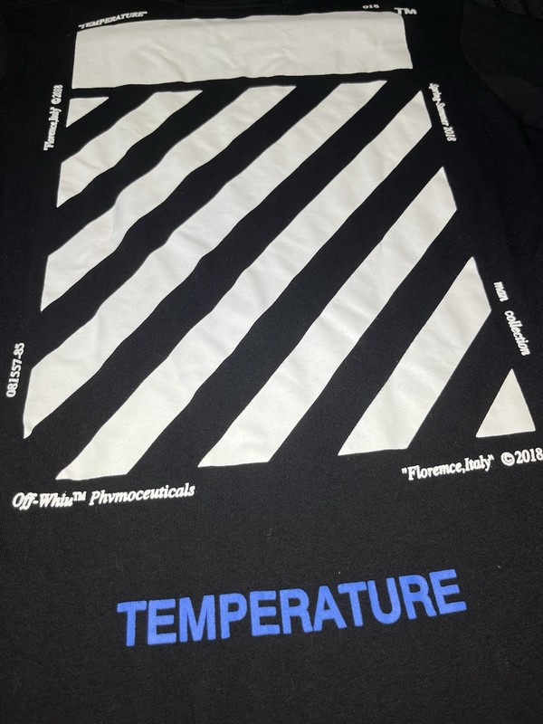 Off-White Men's Black Temperature Graphic Logo Crew Neck SS T-Shirt Size XS gallery