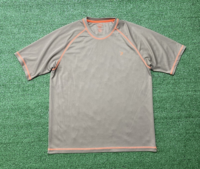 Reel Legends Mens Size Large Shirt Brown Orange Fishing Short Sleeve Performance