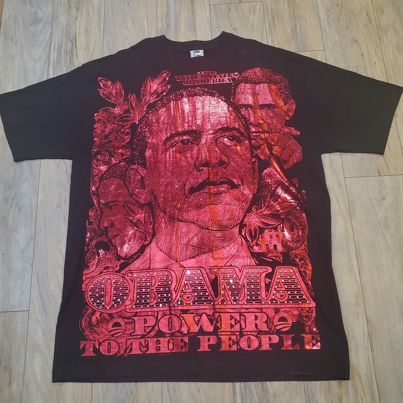 President Barack OBAMA Power To The People red foil studded Shirt