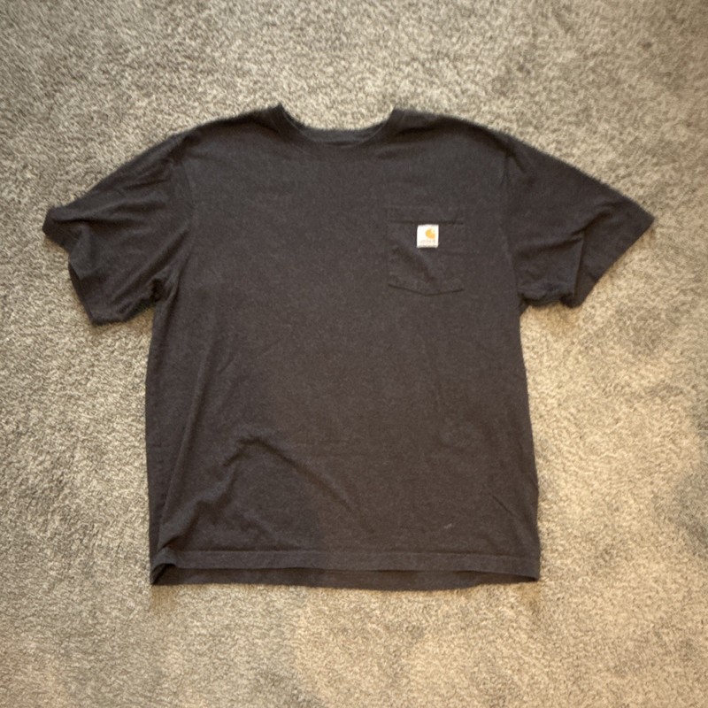 Carhartt Men’s Gray XL Pocket Logo T-Shirt Solid Cotton Knit Crew Neck
