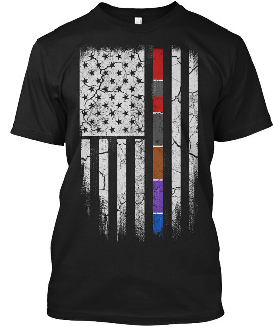 Jiujitsu Rank Line American Flag T-Shirt Made in the USA Size S to 5XL