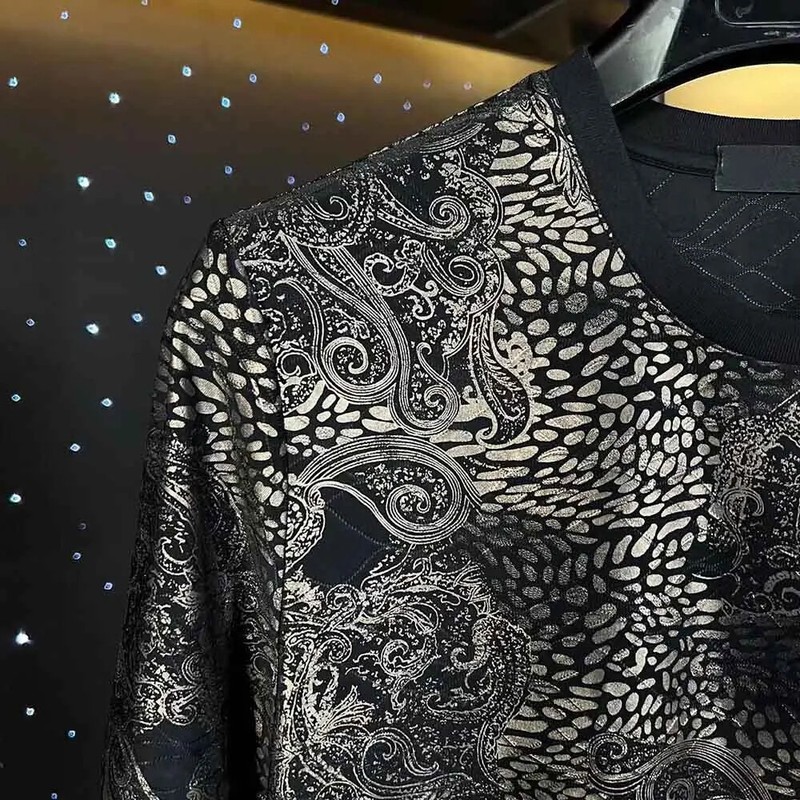 New Fashion Dragon Print Trend Summer Black Short Sleeve Luxury Men T-Shirt gallery
