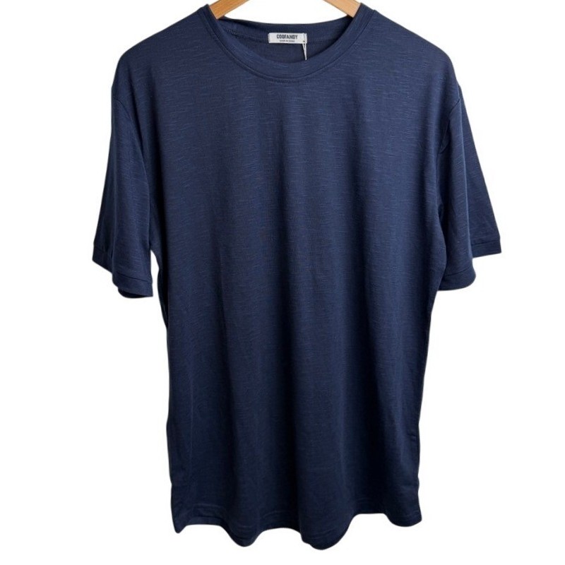 COOFANDY Mens Slub Knit T-Shirt M Navy Blue Short Sleeve Crew Neck Casual Basic
