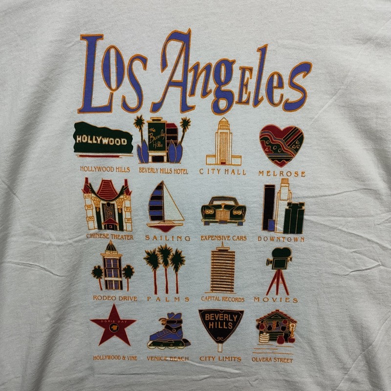 Vintage Hanes Heavyweight Los Angeles Tourist Sites White T-Shirt Tee Size Large gallery