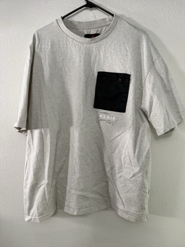 Air Jordan PSG Grey Pocket Tee Mens Size XXL Streetwear Sportswear Crew T-Shirt