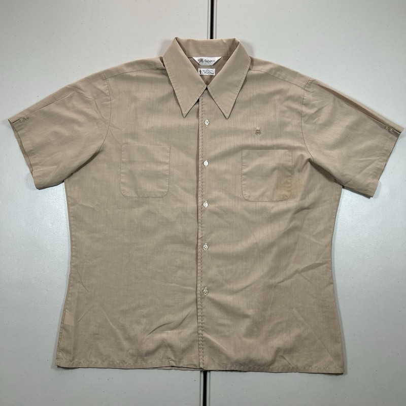 Vintage 70s Mr. California Loop Collar Button Up Shirt Men’s Size XL Polycotton