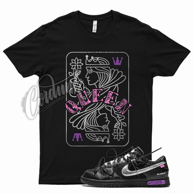 Blk QUEEN Shirt for N Dunk Low White Lot 50 Metallic Silver Pink Purple