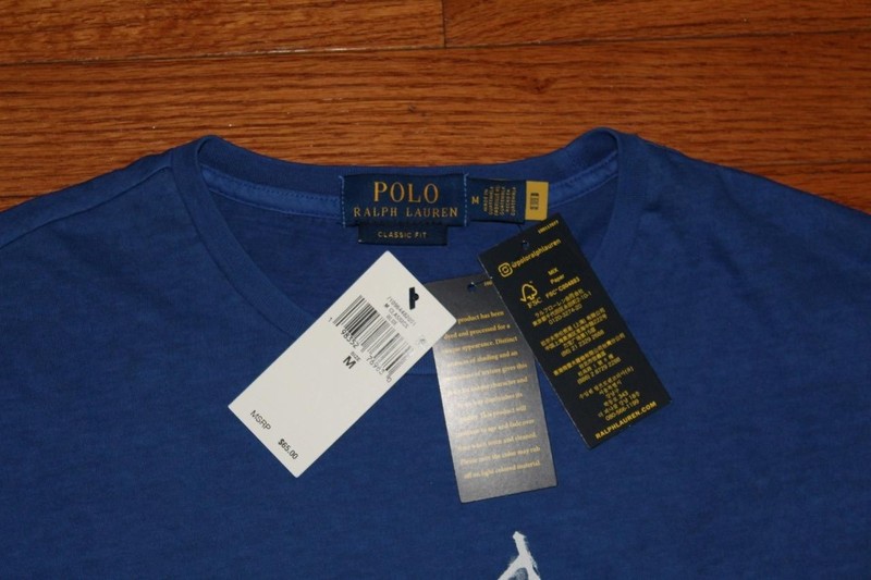 Men's POLO RALPH LAUREN Royal Blue T-Shirt BIG PONY LOGO Graphic Tee Sz M *Z6 gallery