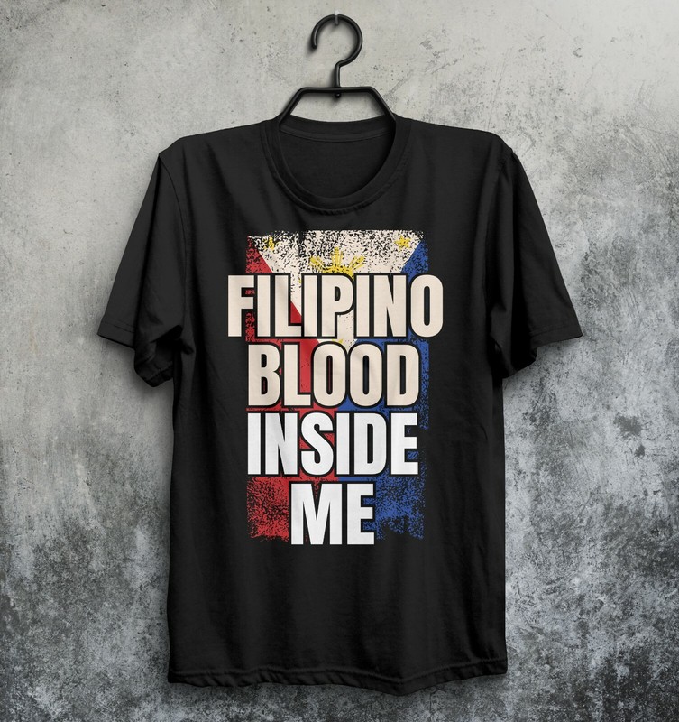 Filipino In My Blood T-Shirt Philippines Roots American Flag Born In Women Men