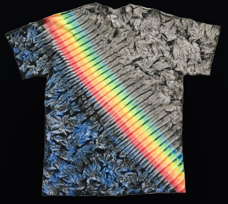 *New* 2XL – Sm Handmade Tie Dye, Rainbow Sash Indigo, Crew or V-Neck