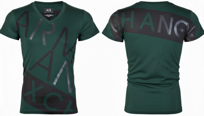 ARMANI EXCHANGE Green BIAS Short Sleeve Slim Fit Designer V-NECK T-shirt NWT