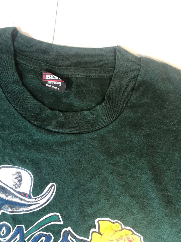 Vintage Texas Shirt Mens Green Large Single Stitch Made In USA *see description gallery