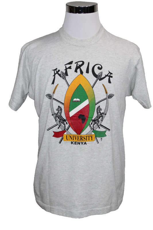Vintage Kenya University Africa Shield Screen Stars T-Shirt Gray Men’s Size XL