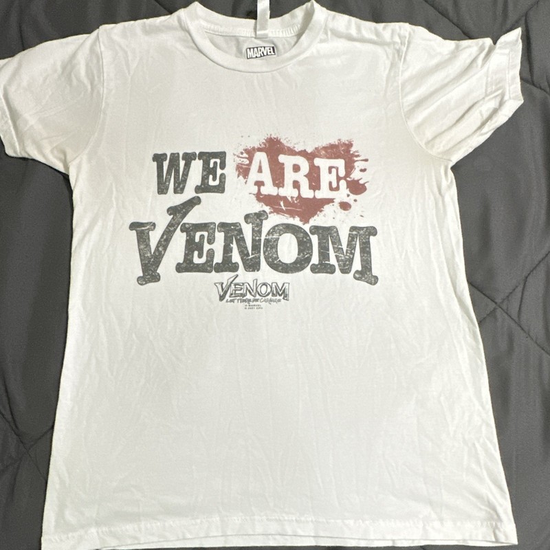 Marvel Men’s White Venom We Are Venom Graphic Logo T-Shirt Crew Neck S