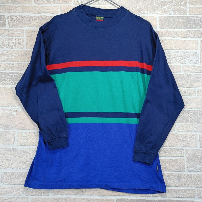 Vintage Cross Creek Men’s XL Long Sleeve T-Shirt Navy Red Green Color Block