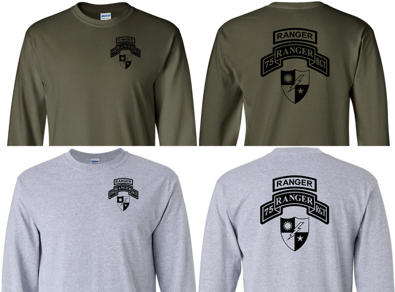 US Army Ranger DUI Shirt, Long Sleeve, ARMY Ranger T-shirt, 75th Ranger Regiment