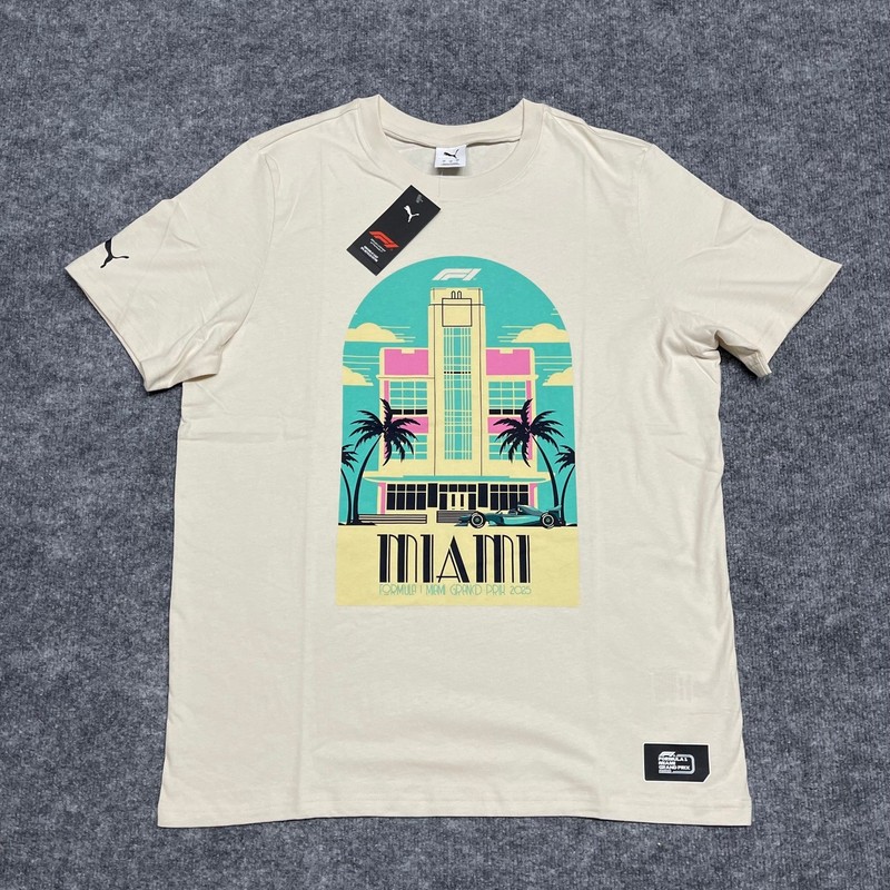Formula 1 Shirt Mens Cream Large Miami Grand Prix 2025 F1 Puma Alpine Snow