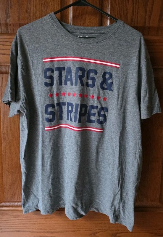 Stars & Stripes Patriotic Mens Grey T-Shirt Sz XL