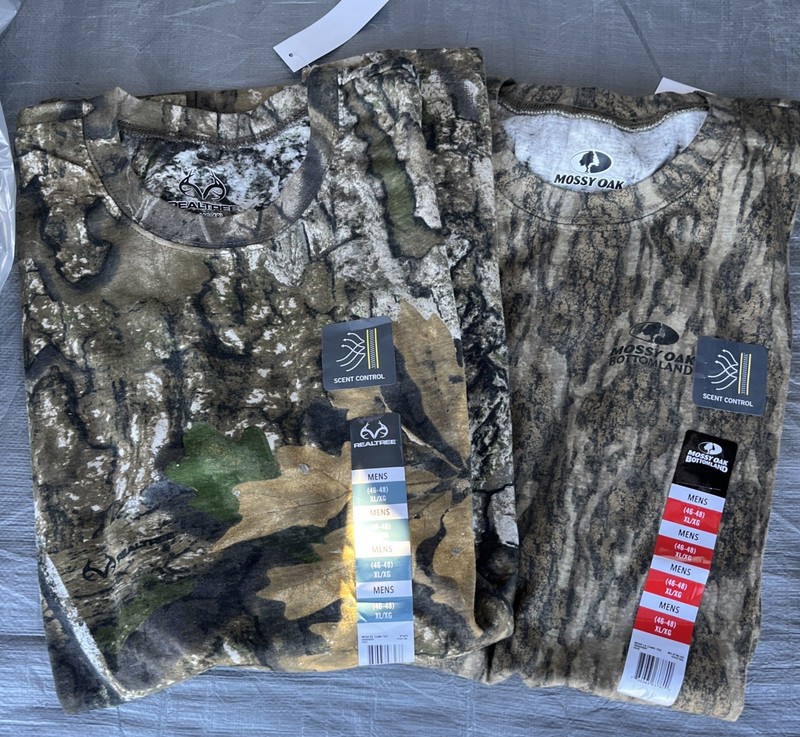 LOT OF 2 Camo Hunting Shirts-Realtree APX Short & Mossy Oak Bottomland Long -2XL gallery