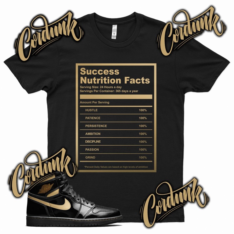 Black SUCCESS FACTS T Shirt match J1 1 Metallic Gold SE Patent Leather Mid